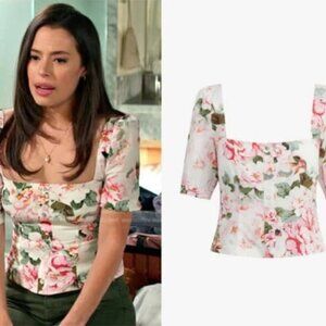 NWT FAVORITE DAUGHTER The One That Got Away Blouse Rose Print Size Large